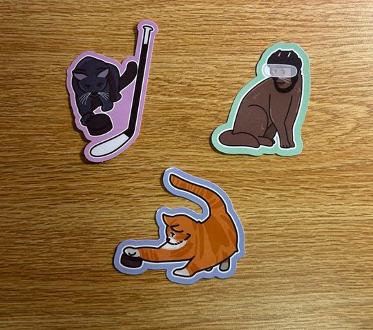 Discover Hockey Cat Stickers | Water Resistant