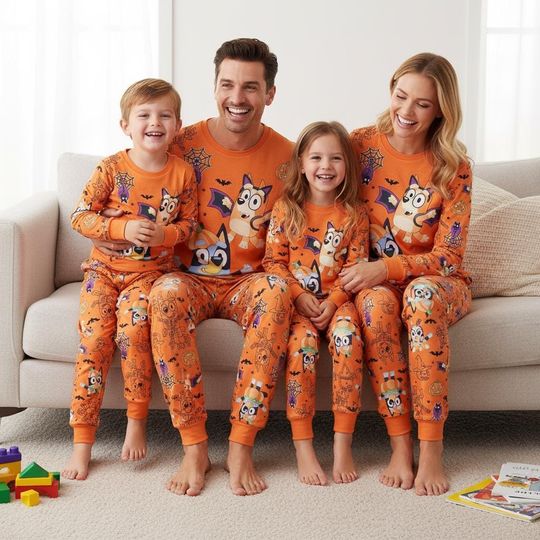 Discover Halloween Family Pajamas, Puppy Long Pajamas, Cartoon Long Tee & Pants PJs, Family Matching Pajamas Set, Family Sleepwear Gift