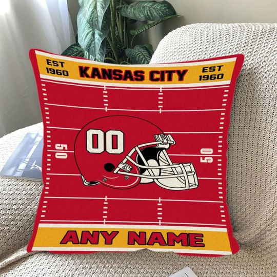 Discover Custom Football Pillow, Personalized Kansas Cover or Full Pillow with Name & Number, Game Day Fan Gift, Football Bedroom Throw Pillow Decor