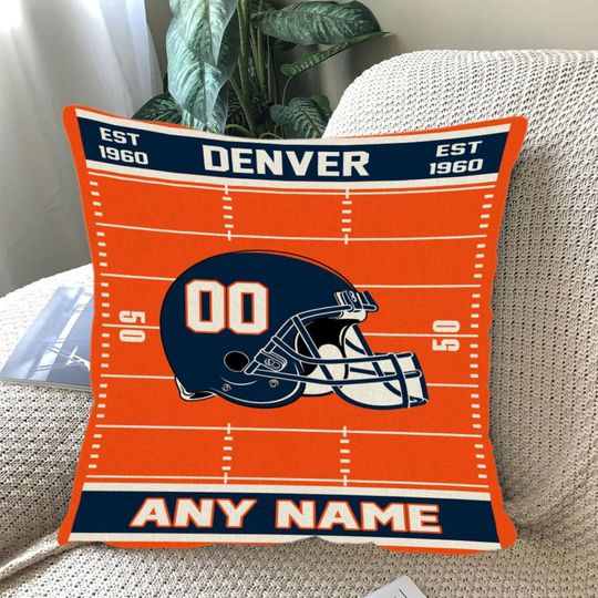 Discover Custom Football Pillow, Personalized Denver Cover or Full Pillow with Name & Number, Game Day Fan Gift, Football Bedroom Throw Pillow Decor