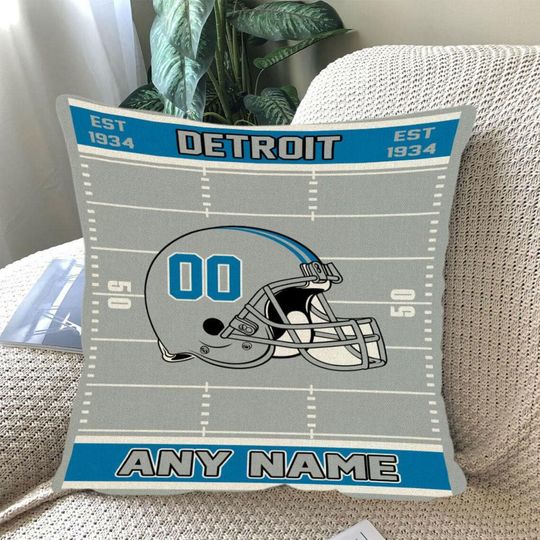 Discover Custom Football Pillow, Personalized Detroit Cover or Full Pillow with Name & Number, Game Day Fan Gift, Football Bedroom Throw Pillow Decor