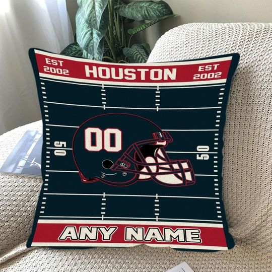 Discover Custom Football Pillow, Personalized Houston Cover or Full Pillow with Name & Number, Game Day Fan Gift, Football Bedroom Throw Pillow Decor