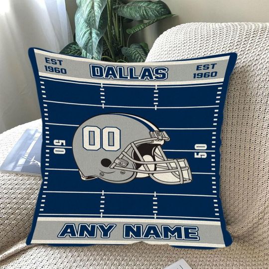 Discover Custom Football Pillow, Personalized Dallas Cover or Full Pillow with Name & Number, Game Day Fan Gift, Football Bedroom Throw Pillow Decor