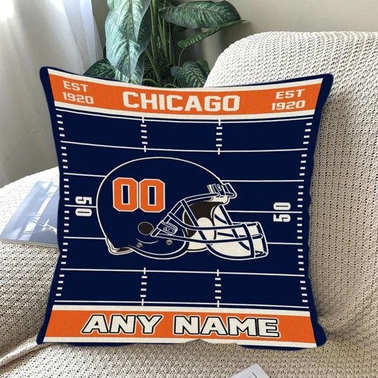 Discover Custom Football Pillow, Personalized Chicago Cover or Full Pillow with Name & Number, Game Day Fan Gift, Football Bedroom Throw Pillow Decor