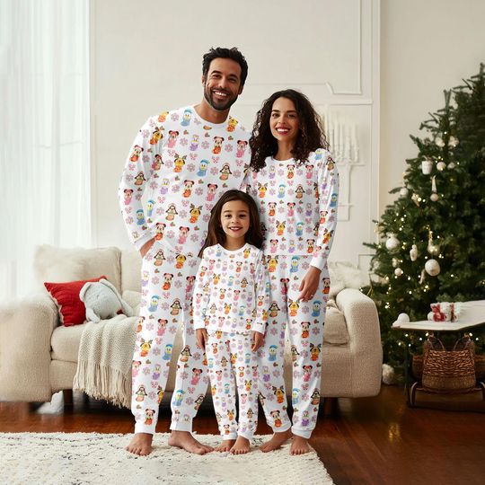 Discover Mickey And Friends Christmas Matching Family Pajamas Set, Disney Cartoon Characters Holiday Pajamas, Mickey Mouse Loungewear, Xmas Gift