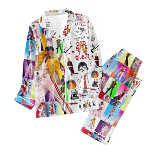 Discover Freddie Mercury Button Down Pajamas Set