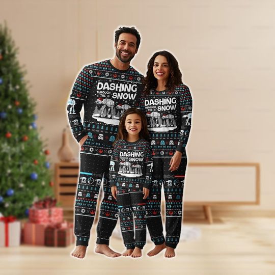 Star Wars Dashing Through The Snow Family Pajamas Set, AT-AT Walker Santa Holiday Pajamas