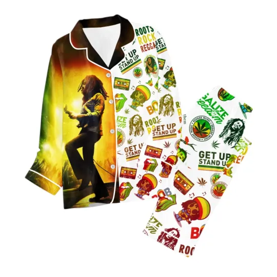 Bob Marley Button Down Pajamas Set