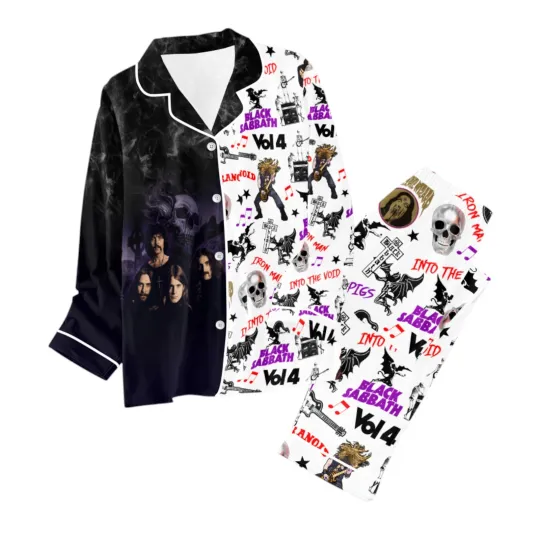 Discover Black Sabbath Button Down Pajamas Set