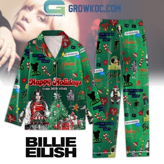 Billie Eilish Happy Holidays Christmas 2024 Pajamas Set