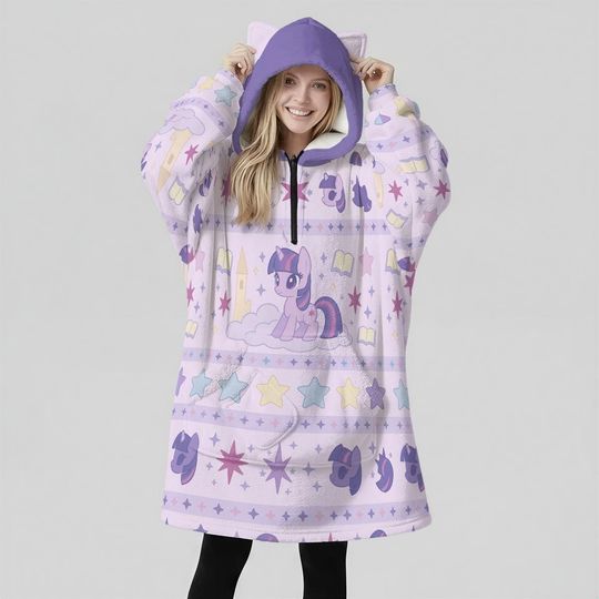 Discover Twilight Sparkle Oversized Hoodie Blanket: Kawaii Anime MLP Cosplay - Unisex Streetwear Gift