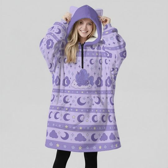 Discover Luna Oversized Hoodie Blanket: Kawaii Anime MLP Cosplay - Unisex Streetwear Gift