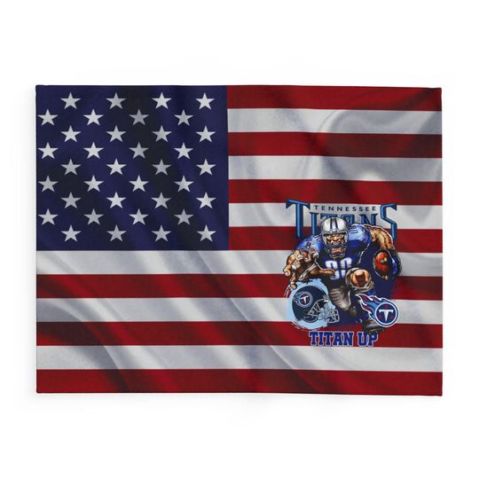 Discover Tennessee Football Team Titans Fleece Blanket, American Flag Football Blanket Gift for Fan