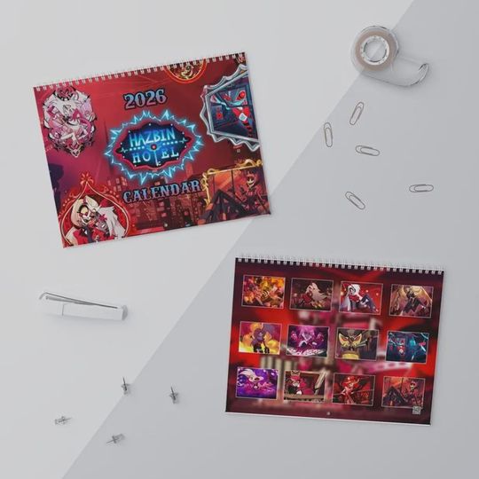 Discover Hazbin Hotel Calendar 2026 Printable, Fan-Made Anime Wall Calendar, Lucifer Vox Alastor Inspired Art, Home Office Decor, Gift for Fans