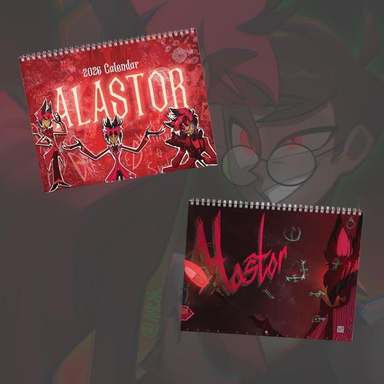 Discover Alastor 2026 Wall Calendar, Demon Radio Host Inspired Art Calendar, Dark Aesthetic Fan Gift, Horror Cartoon Desk Planner
