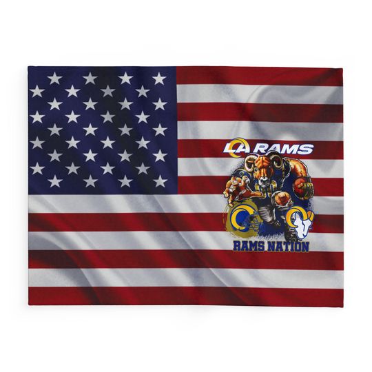 Discover Los Angeles Football Team Rams Fleece Blanket, American Flag Football Blanket Gift for Fan