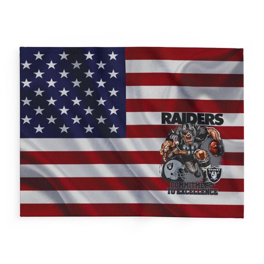 Discover Las Vegas Football Team Raiders Fleece Blanket, American Flag Football Blanket Gift for Fan
