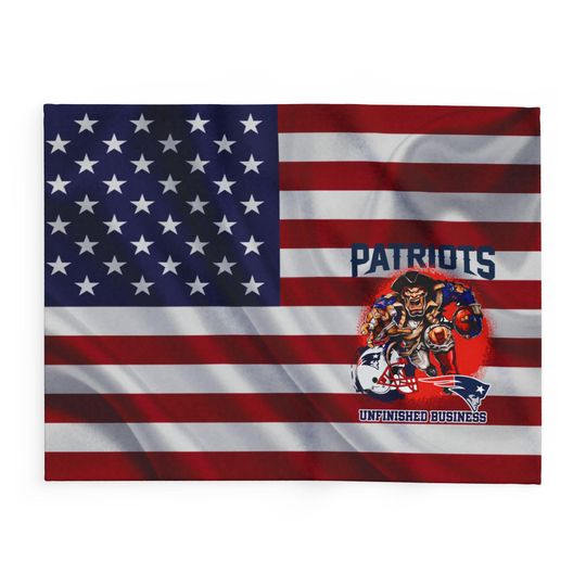 Discover New England Football Team Patriots Fleece Blanket, American Flag Football Blanket Gift for Fan