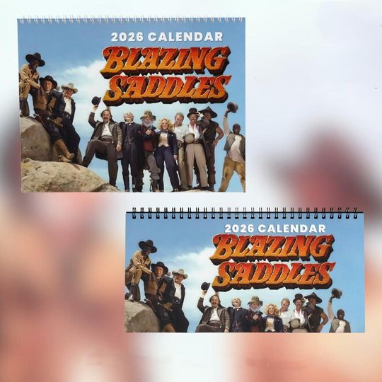 Blazing Saddles Movie 2026 Wall Calendar, Best Line Of Sheriff Bartt And Jim Clipartt 2026 Calendar, Vintage Western Comedy Calendar