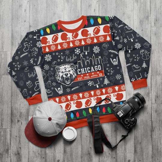 Discover Chicago Football Ugly Sweater Unisex Sweatshirt Christmas Party Gift for Sports Fans