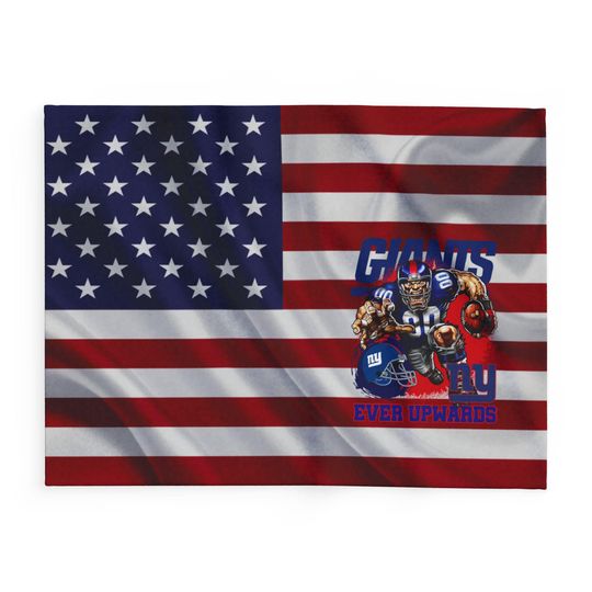Discover New York Football Team Giants Fleece Blanket, American Flag Football Blanket Gift for Fan