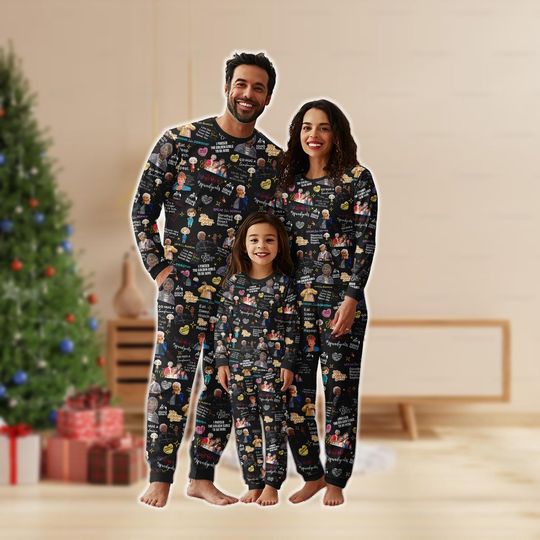 Discover Stay Golden Christmas Family Pajamas Set, Merry Golden Holiday Pajamas, Funny Xmas Matching Pjs
