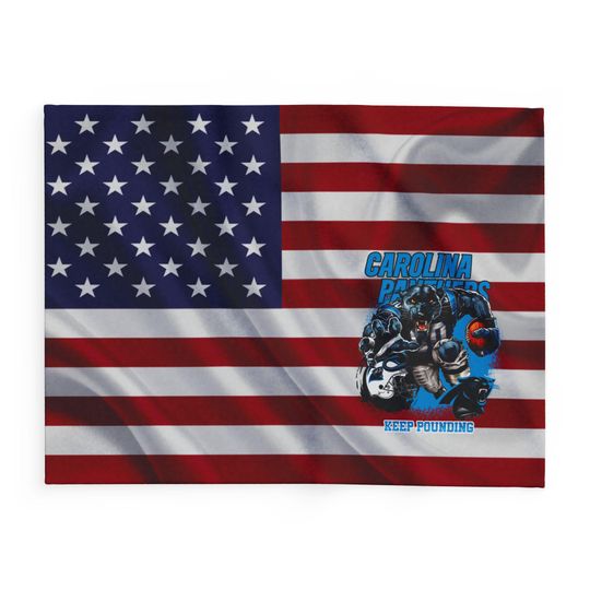 Discover Carolina Football Team Panthers Fleece Blanket, American Flag Football Blanket Gift for Fan