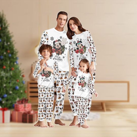 Discover Mickey Christmas Matching Family Pajamas Set, Disney Mouse Merry Christmas Pajamas, Cartoon Movie Xmas Pajamas, Magic Kingdom Shirt