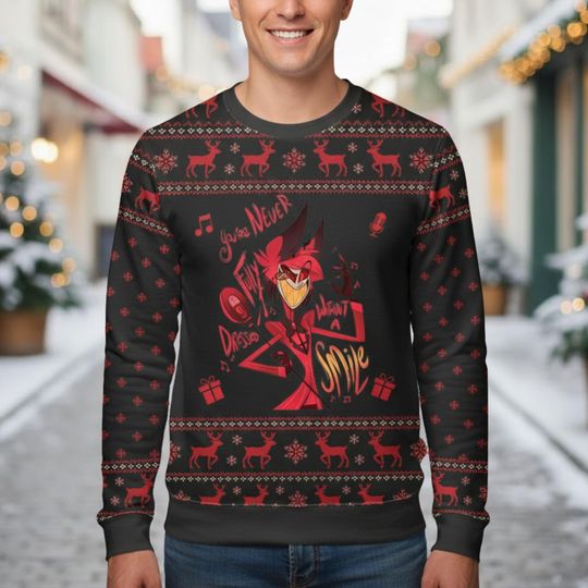 Discover Hazbin Hotel Christmas Sweater, Angel Dust Ugly Sweater, Alastor Holiday Sweater, Vox Hazbin Xmas Sweater, Demon Cartoon Sweater