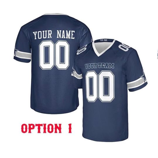 Discover Custom Dallas Cowboys Football Jersey, Navy White Blue, Adult Sizes