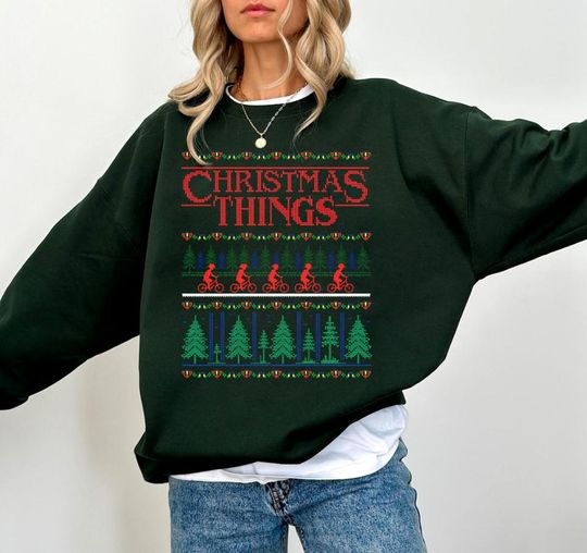 Discover Christmas Things Vintage Movie Cozy Crewneck Sweatshirt, TV Series Retro Shirt, Xmas Gifts