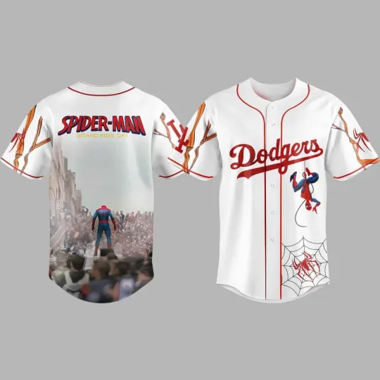 Discover Dodgers x Spider-Man Baseball Jersey 2025 Size XS-5XL