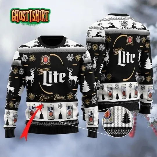 Discover Personalized Black Miller Lite Ugly Sweater