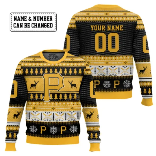 Custom Name And Number Pittsburgh Pirate Ugly Sweater Xmas Gift