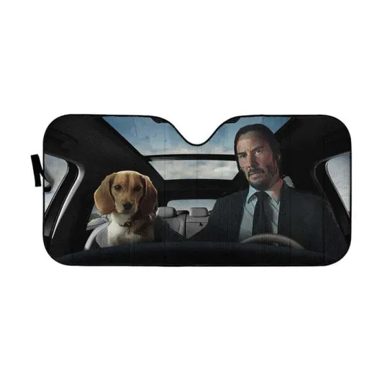 Custom Car Auto Sunshade John Wick With Dog