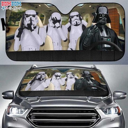 Darth Vader Car Sun Shade, Funny Stormtrooper Starwars Windshield Cover, Starwars Sci-Fi Car Gift for Fans