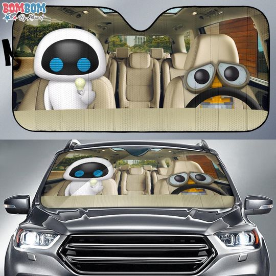 Discover Wall-E and Eve Car Sun Shade, Disneyland Wall E Windshield Cover, Disneyworld Car Sun Shade