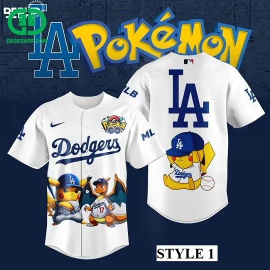 Discover Dodgers x Poke*mon World Champion Baseball Jersey Size XS-5XL