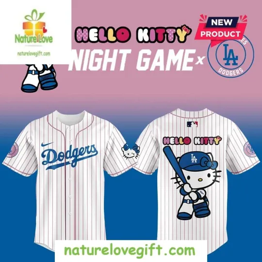 Discover Dodgers Hello K1tty Night Game Baseball Jersey Size XS-5XL