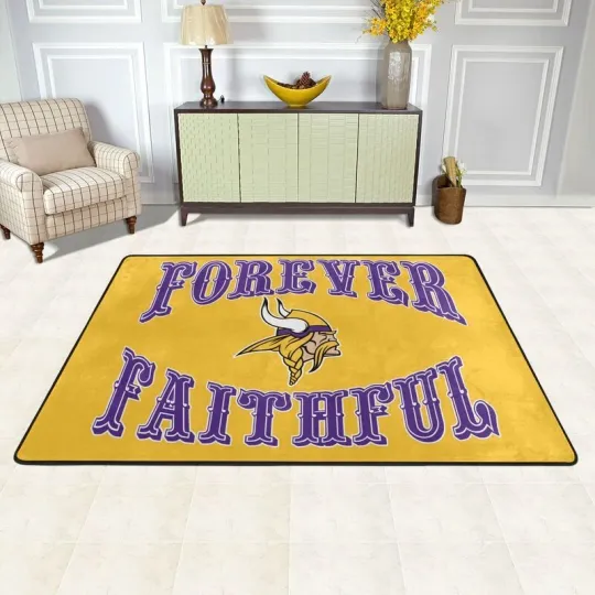 Forever Faithful Minnesota Vikings Fan Rug, Football Lover Gift, Game Day Gift