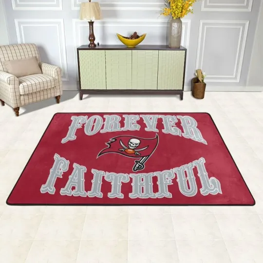Forever Faithful Tampa Bay Buccaneers Fan Rug, Football Lover Gift, Game Day Gift