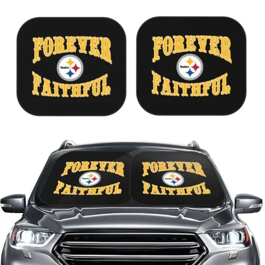 Discover Forever Faithful Pittsburgh Steeler Foldable Car Windshield Cover Car Sunshade