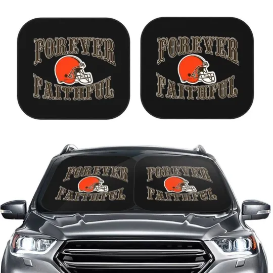 Discover Forever Faithful Cleveland Browns Foldable Car Windshield Cover Car Sunshade