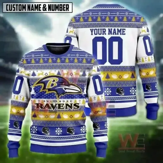 Discover Ra-vens Football Personalized Ugly Christmas Sweater