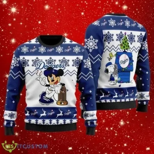 Discover Dodgers Mickey Blue Ugly Christmas Sweater Christmas Gift For Fan