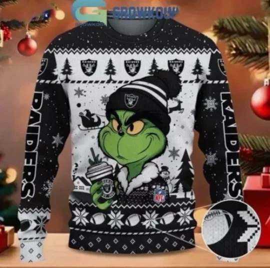 Raiders funny character Christmas Grin Ugly Sweater