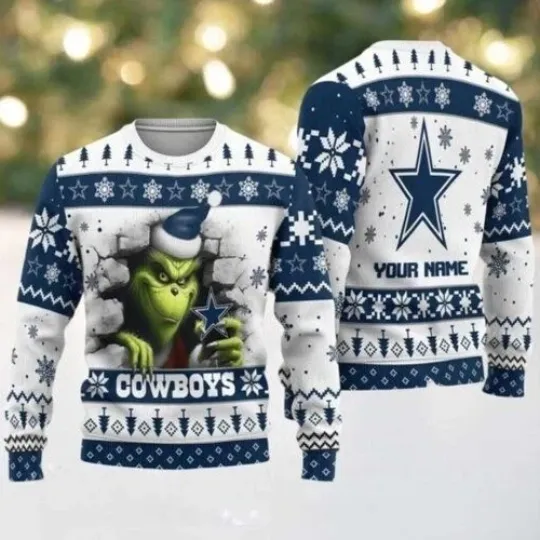 Discover Cowboys funny character Football Christmas Ugly Sweater Gift For Fan Grin