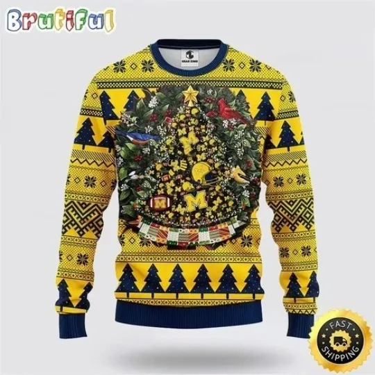 Wolverines Ugly Sweater Tree Ball Ugly Christmas Sweater