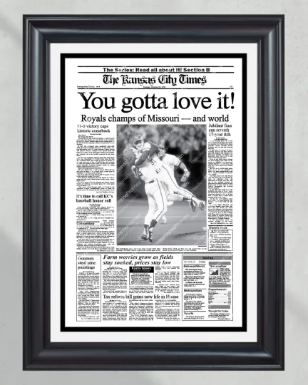 1985 Kansas City Royals World Series Champions UnFramed Front Page Newspaper Print