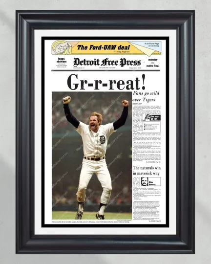 1984 Detroit Tigers World Series UnFramed Newspaper Front Page Print Kirk Gibson